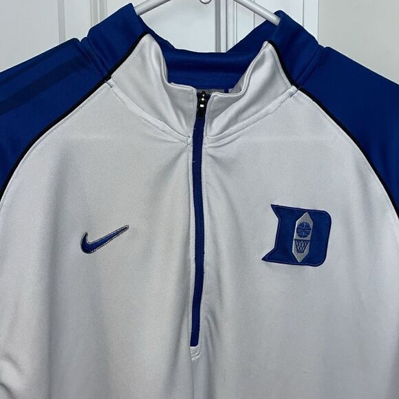 Long Nike Duke Blue Devils Team Issue Sewn 1/4 zipper 2010 warmup shooter jersey - Picture 12 of 13